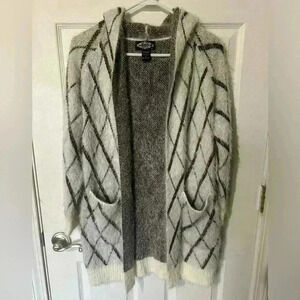 Oliver by Escio sweater hooded cardigan Cream w/black/brown Anthropologie Medium